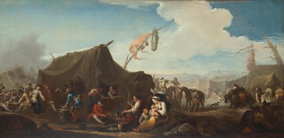 Vita di campo con la tenda Sutler da Pieter van Bloemen