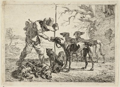Cacciatore con sette cani da Pieter van Laer