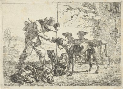 Cacciatore con sette cani da Pieter van Laer