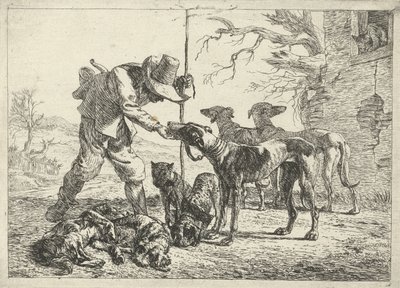 Cacciatore con sette cani da Pieter van Laer