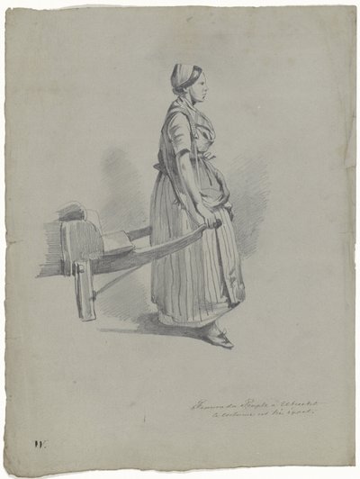 Donna in piedi che tira un carretto a Utrecht da Pieter van Loon