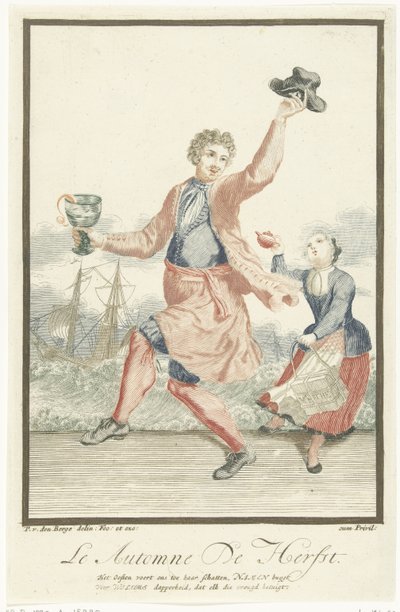 Uomo danzante con un bicchiere in mano (Autunno) (Le quattro stagioni) da Pieter van den Berge