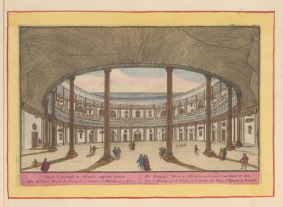 Veduta del cortile interno del Palazzo di Carlo V a Granada da Pieter van den Berge