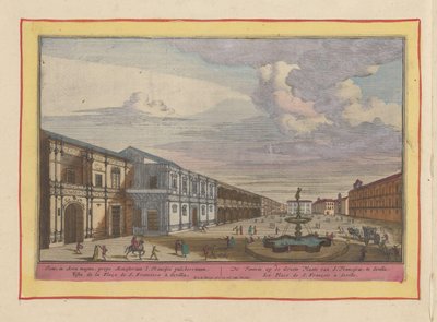 Vista di una piazza con fontana a Siviglia da Pieter van den Berge