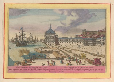 Veduta del Palazzo Reale a Lisbona e del cortile con persone da Pieter van den Berge