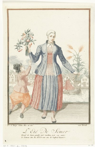 Giovane donna con frutti e spighe di grano da Pieter van den Berge