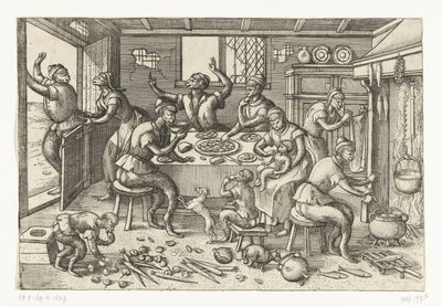 Cucina magra (serie Gioco delle scimmie) da Pieter van der Borcht (I)