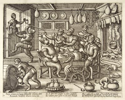 La Cucina Grassa, pub. c. 1585 da Pieter van der Borcht