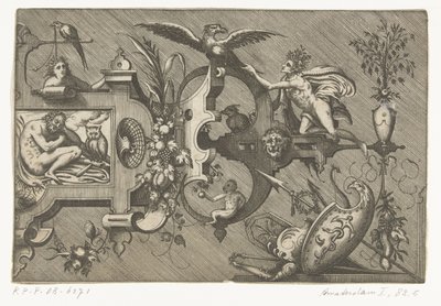 Metà destra di una grande cartouche con una rappresentazione della Notte da Pieter van der Heyden