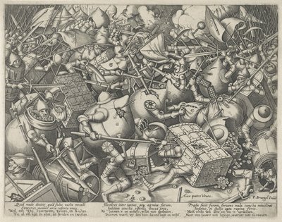 Lotta tra i sacchi di denaro e le casse di denaro da Pieter van der Heyden
