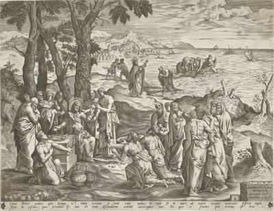 Pesca miracolosa e moltiplicazione dei pani e dei pesci da Pieter van der Heyden