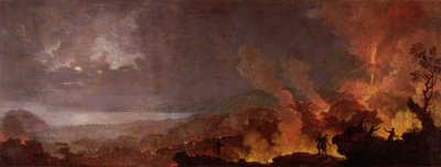 Eruzione del Vesuvio di notte con spettatori in primo piano da Pietro Antoniani