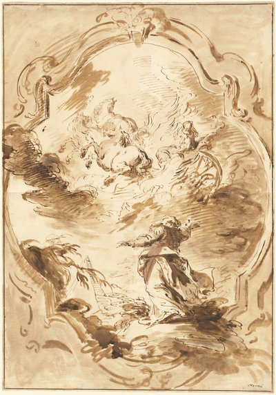 Eliseo guarda Elia ascendere sul carro di fuoco da Pietro Antonio Novelli