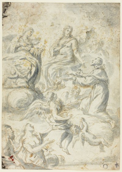 San Nicola da Tolentino intercede presso Cristo e la Madonna per le anime del limbo da Pietro Antonio Novelli