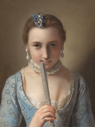 Giovane donna con ventaglio da Pietro Antonio Rotari