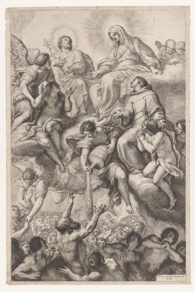 Maria, Giuseppe e Antonio di Padova come intercessori per le anime del purgatorio da Pietro Antonio de Pietri