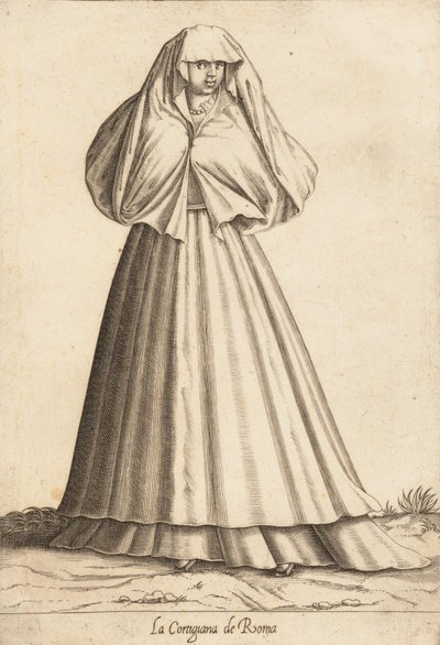 La cortigiana di Roma, ca. 1580 da Pietro Bertelli.
