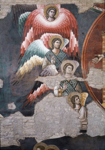 Il Giudizio Universale, dettaglio di angeli - Affresco da Pietro Cavallini