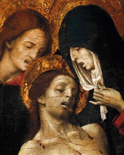Deposizione dalla croce (Deposizione), dettaglio di San Giovanni, la Vergine Maria e Cristo, inizio XVI secolo da Pietro Cavaro