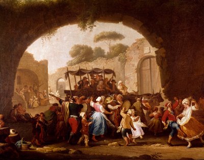 Scena di danza e festa popolare a Napoli (dettaglio) da Pietro Fabris