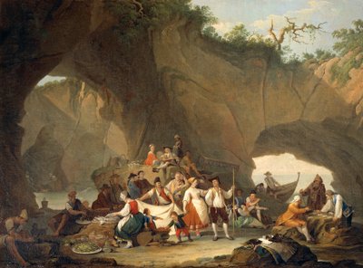 Gente comune che pranza davanti alla grotta da Pietro Fabris