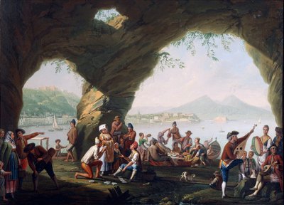 Scene di vita quotidiana in una grotta a Posillipo, vicino a Napoli da Pietro Fabris