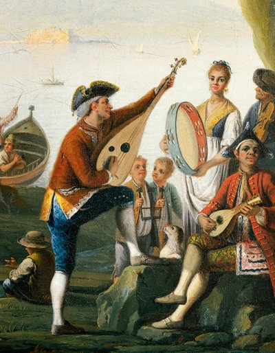 Scene di vita quotidiana in una grotta a Posillipo, di Pietro Fabris (dettaglio) da Pietro Fabris