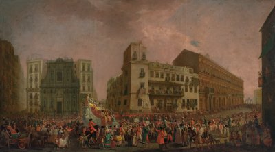 Il Carnevale a Napoli nel 1778, con la "Cavalcata turca" che sfila attraverso il Largo di Palazzo, c.1778 da Pietro Fabris