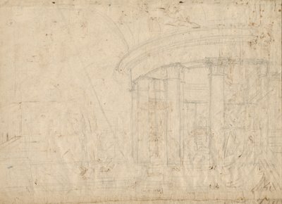 Fantasia Architettonica su un Tempio Rotondo Circondato da un Deambulatorio (verso) da Pietro Gonzaga