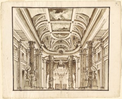 Fantasia di una grande sala con colonne a intreccio da Pietro Gonzaga