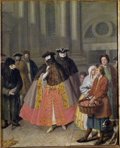 Conversazione con maschere o la Venditrice di mele da Pietro Longhi