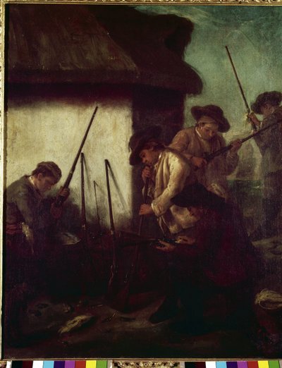 La caccia in valle: Preparazione degli schioppi da Pietro Longhi