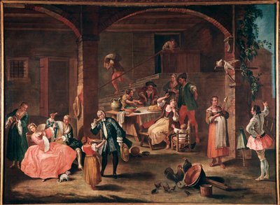 La merenda in campagna Dipinto di Pietro Longhi (1702-1785) circa 1750. Dim 96x131 cm Venezia, Ca