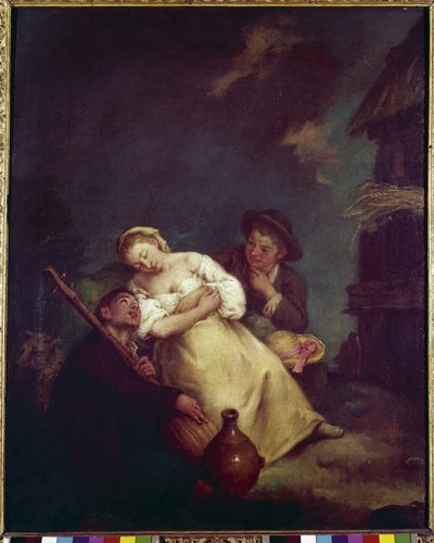 Agricoltura addormentata (La contadina addormentata) - Dipinto di Pietro Longhi (1702-1785) da Pietro Longhi
