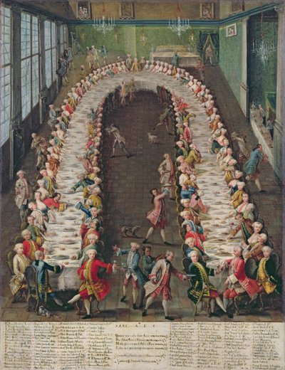 Il banchetto a Casa Nani, dato in onore del loro ospite, Clemente Augusto, Elettore Arcivescovo di Colonia, il 9 settembre 1755 da Pietro Longhi