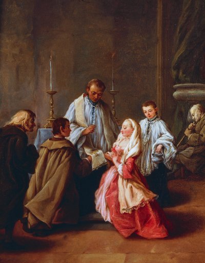 I Sette Sacramenti: Matrimonio, prima del 1755-57, di Pietro Longhi, olio su tela da Pietro Longhi