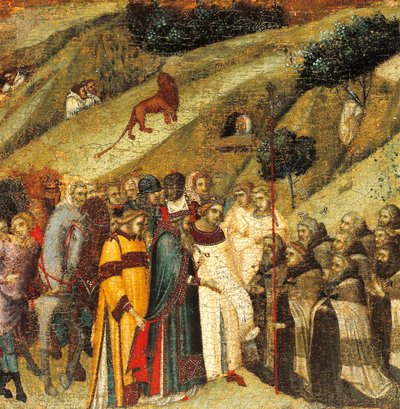 Primi eremiti carmelitani nella sorgente di Elia (dettaglio) da Pietro Lorenzetti