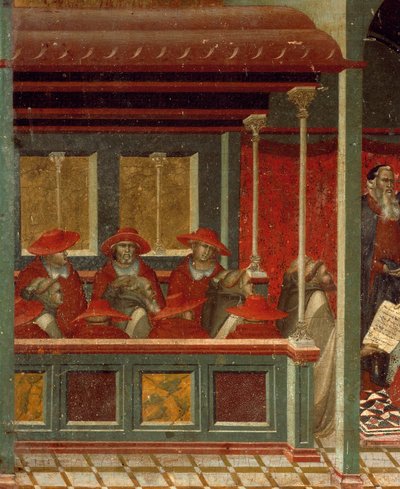 Onorio III che approva la regola carmelitana, dettaglio dalla predella dell