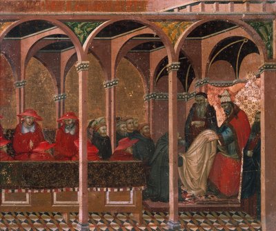 Onorio III approva la regola carmelitana, dettaglio dalla predella dell