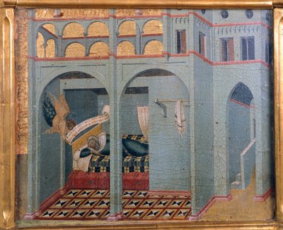 Sobac, sogno del padre di Elia, (dettaglio) dalla predella della Pala d