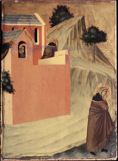 Il santo lascia il convento di Santa Perpetua e attraversa il fiume Lamone da Pietro Lorenzetti