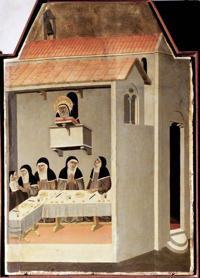 Il santo analfabeta legge miracolosamente (polittico della vita di Santa Umiltà) da Pietro Lorenzetti