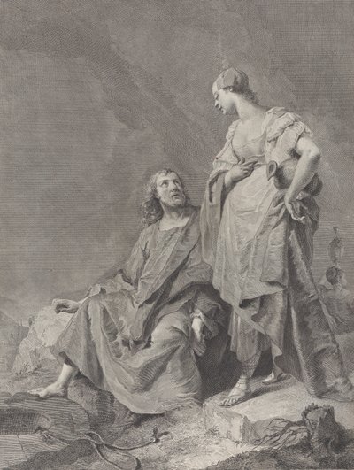 Cristo e la donna di Samaria al pozzo, dalla serie di 112 stampe del sacro da Pietro Monaco