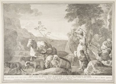 Esaù e la sua famiglia che si separano da Giacobbe da Pietro Monaco