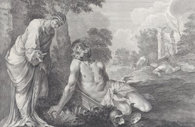 Giobbe rimproverato dalla moglie, 1730-39 da Pietro Monaco