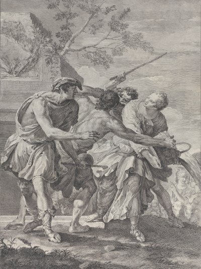 Mosè difende le figlie di Jetro da Pietro Monaco