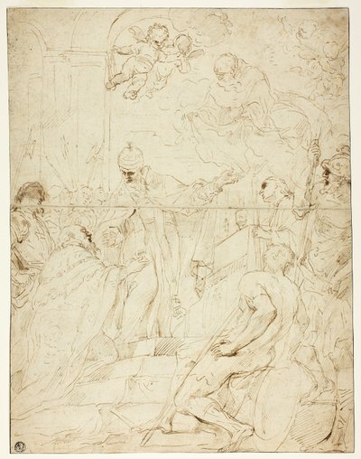 Santo che Appare al Sovrano (recto); Putto Volante (verso) da Pietro Novelli