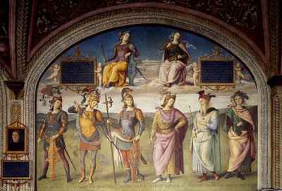 Allegorie della Fortezza e della Temperanza con Sei Eroi Antichi da Pietro Perugino