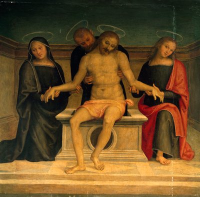 Compianto sul Cristo morto, Basilica di San Pietro, Perugia, Umbria, Italia da Pietro Perugino