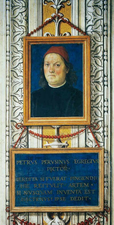 Autoritratto e blocco del titolo da Pietro Perugino
